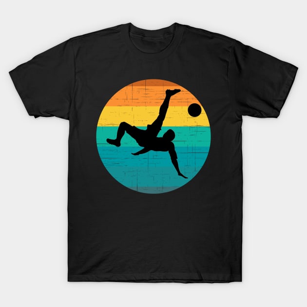 Soccer Player Retro Sunset Silhouette T-Shirt by MOP tees